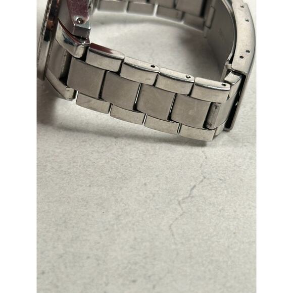 Fossil Watch Womens 37mm Pave Bezel Decker Chrono Date Silver Tone New Battery - Picture 7 of 11